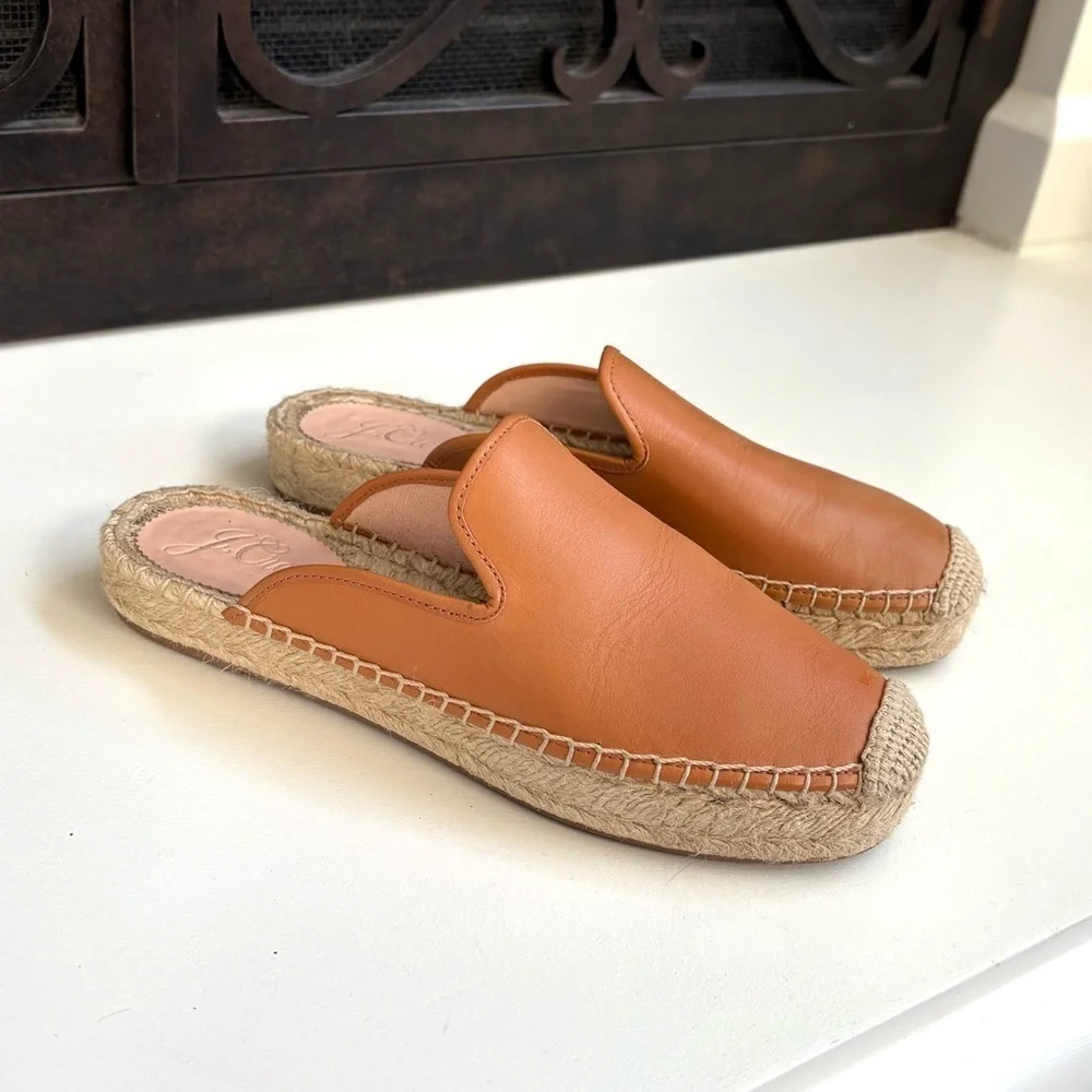 J. Crew Leather Espadrille Mules Size 8